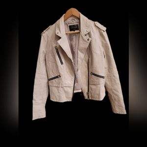 River Island Faux Leather Jacket White size 14